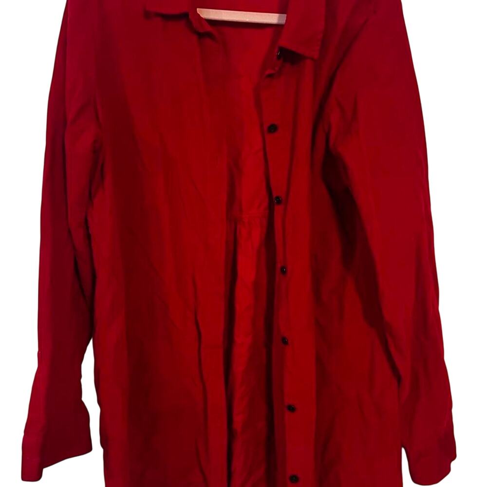 J.Jill Size M Tall Red Corduroy Button Up Shirt 100% Cotton